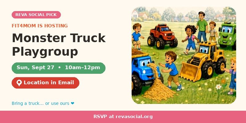 Fit4Mom is hosting monster truck playgroup this Sunday